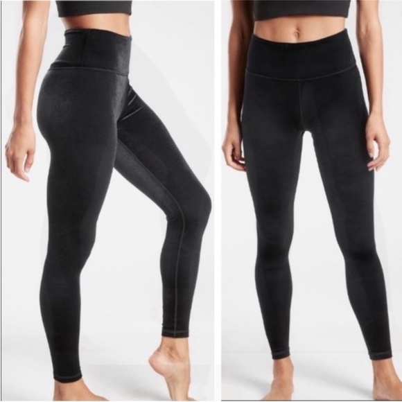 Athleta Pants - Athleta Black Elation Velvet Tights Leggings Size Small